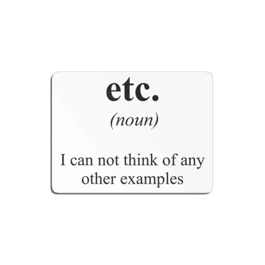 Etc. Alternative Dictionary Definitions Parody MDF Tablo