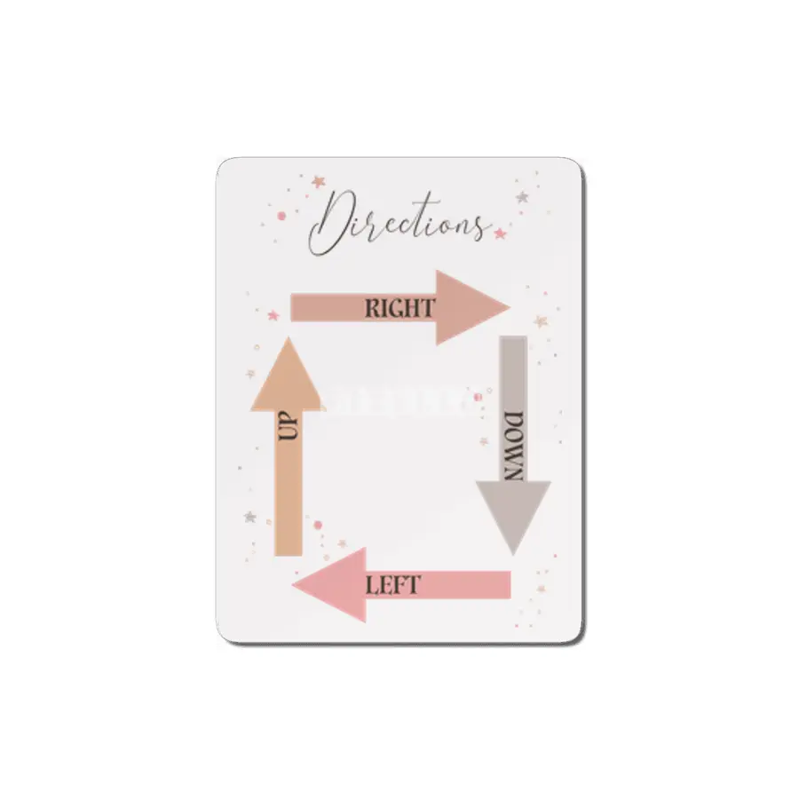 Directions beautiful print for little kids - educational print - right, left, up and down MDF Tablo