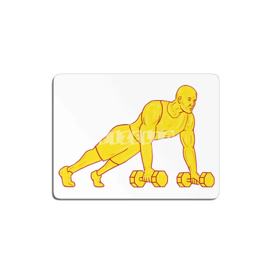 Fitness Athlete Push Up Dumbbell Drawing MDF Tablo
