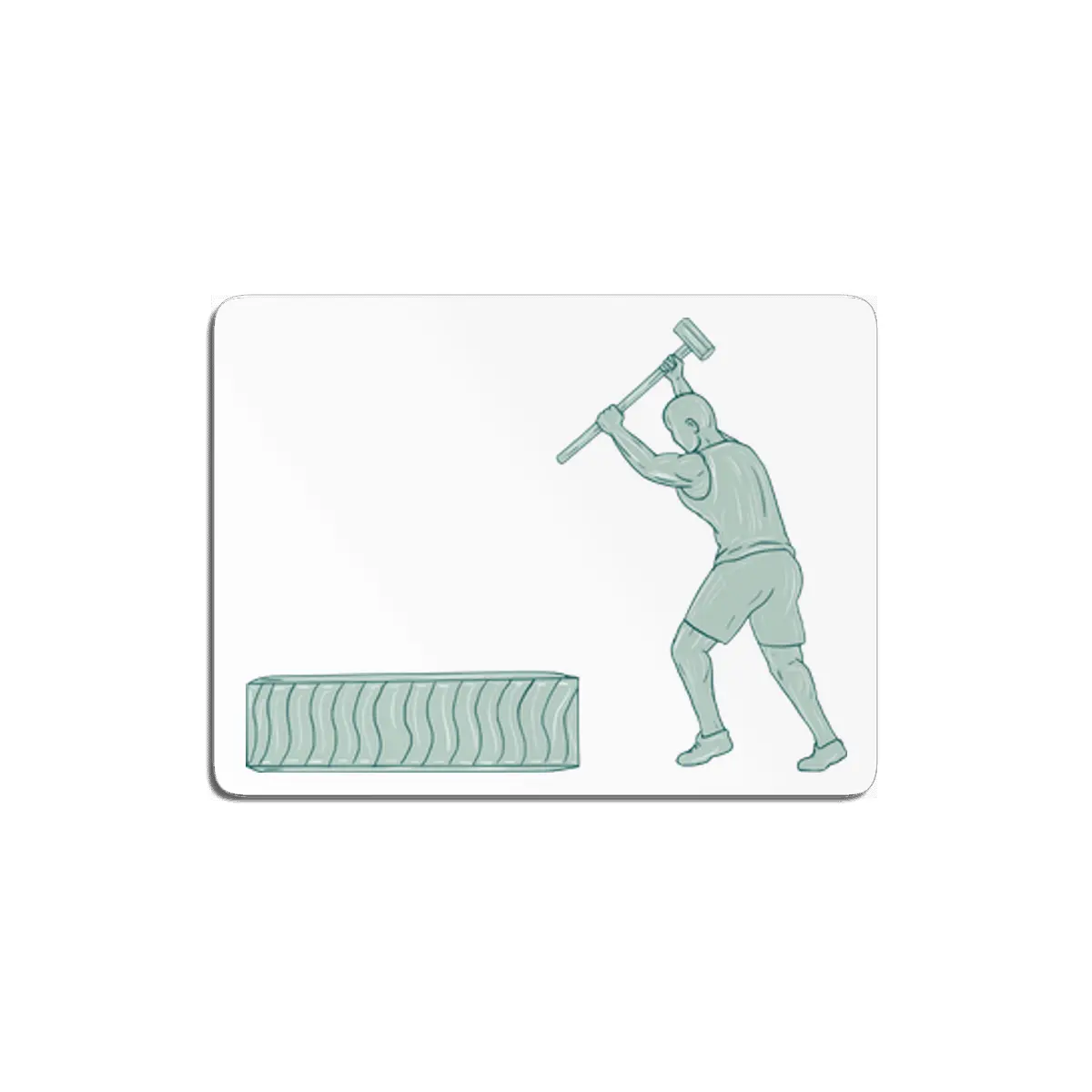 Fitness Athlete Sledge Hammer Striking Tire Drawing MDF Tablo