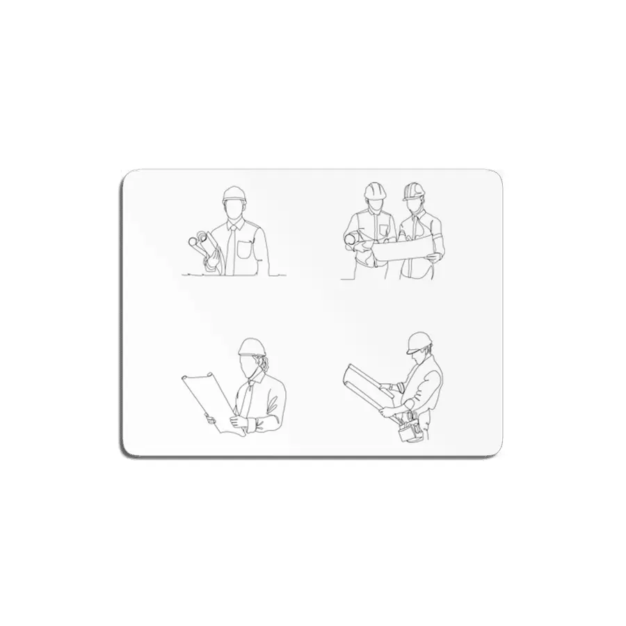 Continuous Line Drawing Engineer Building Construction Supervision Design Simple MDF Tablo