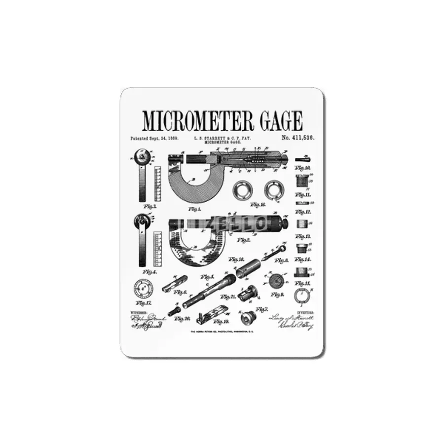 Micrometer Gage Mechanical Engineer Vintage Patent Print MDF Tablo