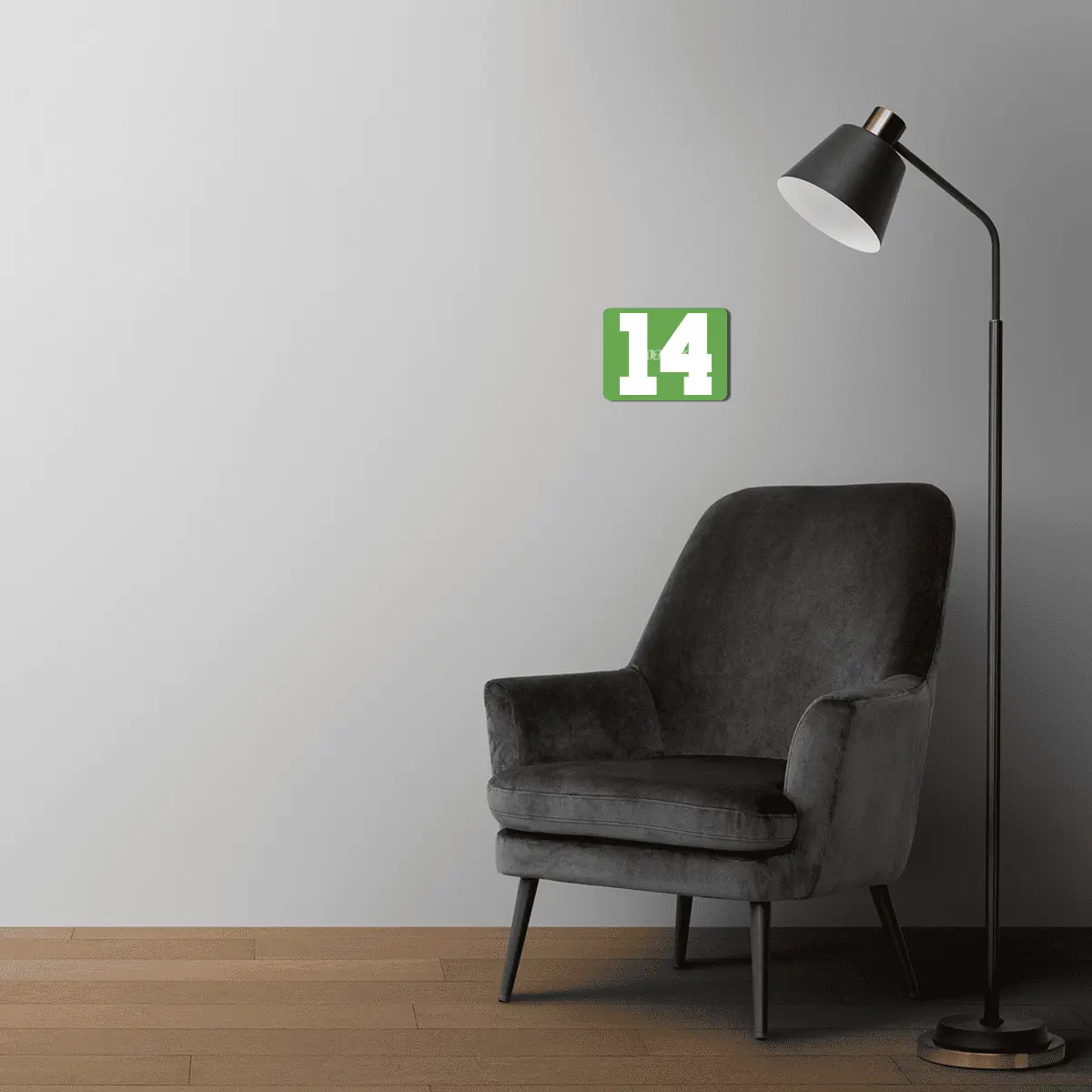White Number 14 MDF Tablo