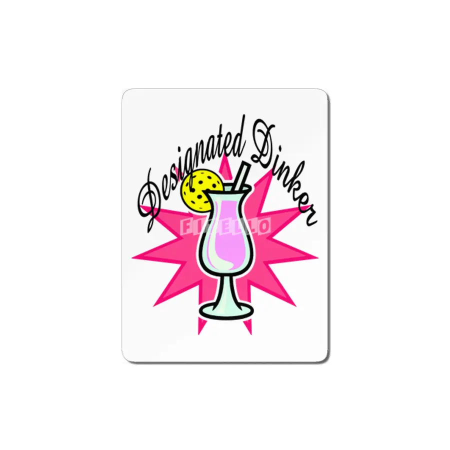 Designated Dinker - Pink Cocktail with Pickleball Pineapple MDF Tablo