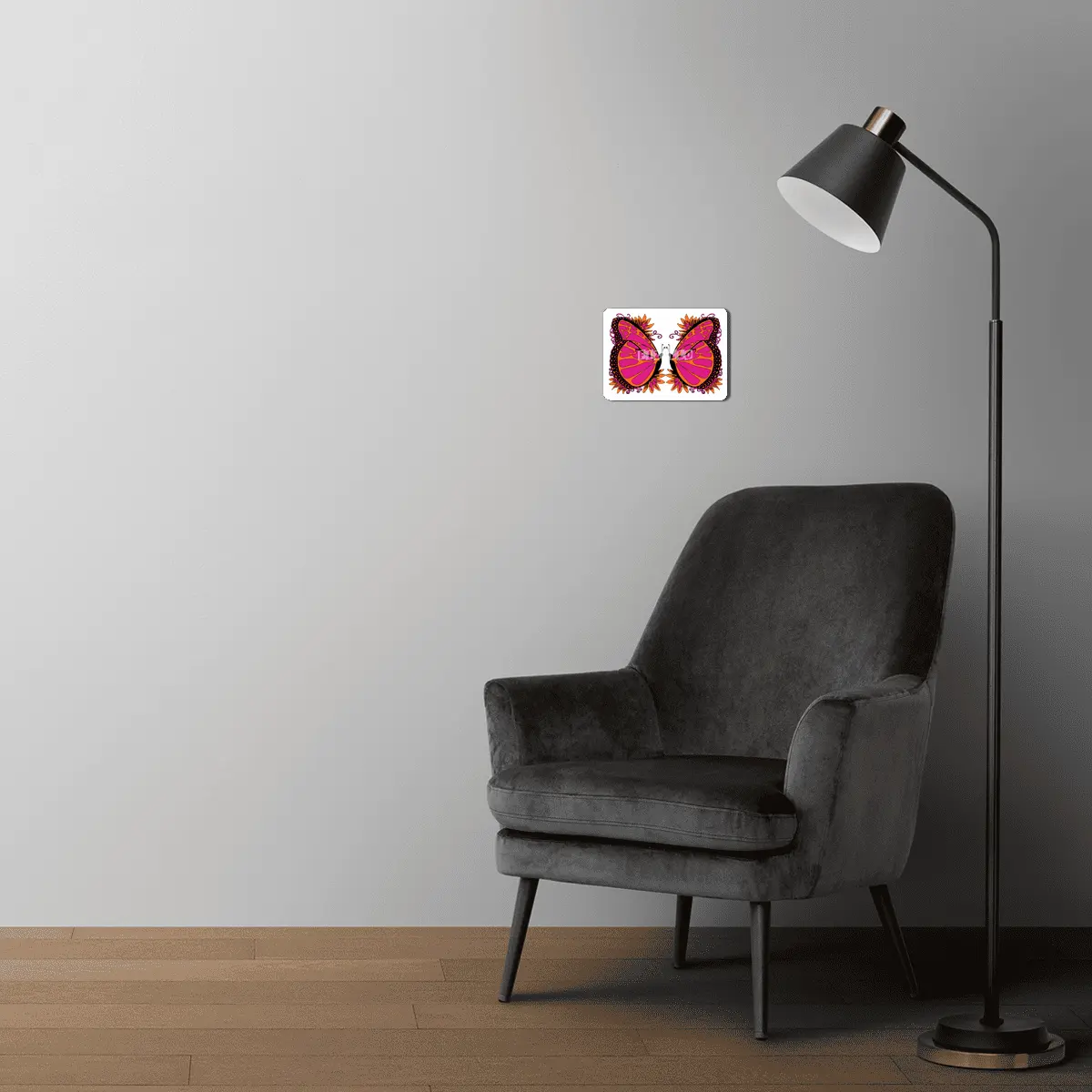 Pink and Orange Polka Dot Butterfly MDF Tablo