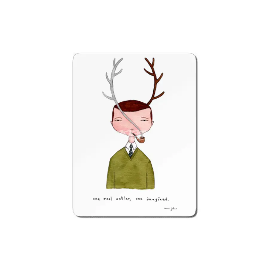 One real antler, one imagined MDF Tablo