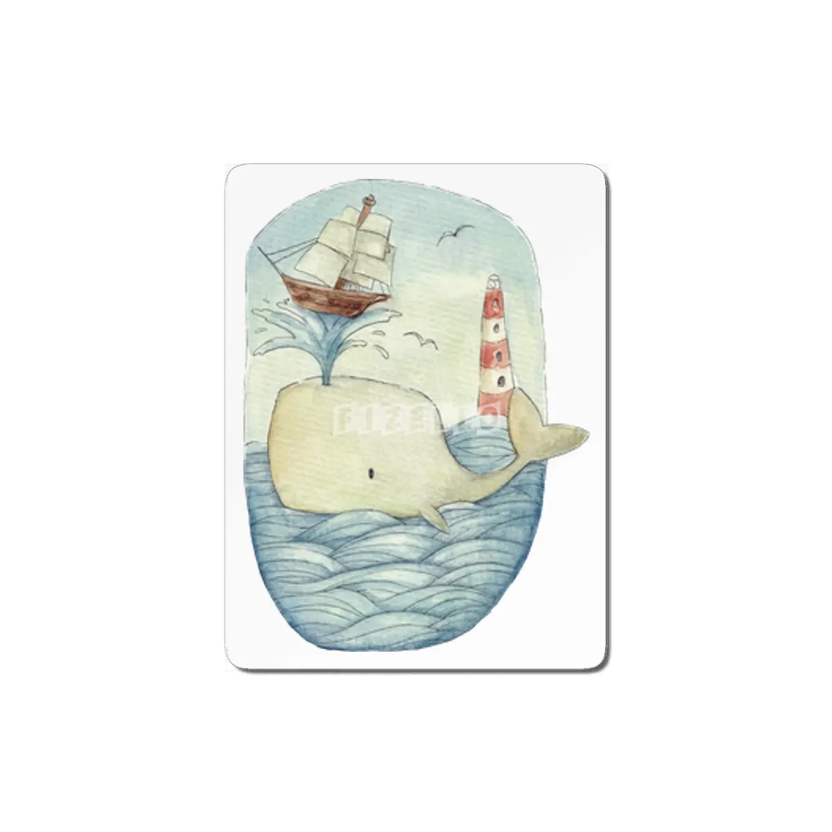Cute Whale in the Sea MDF Tablo