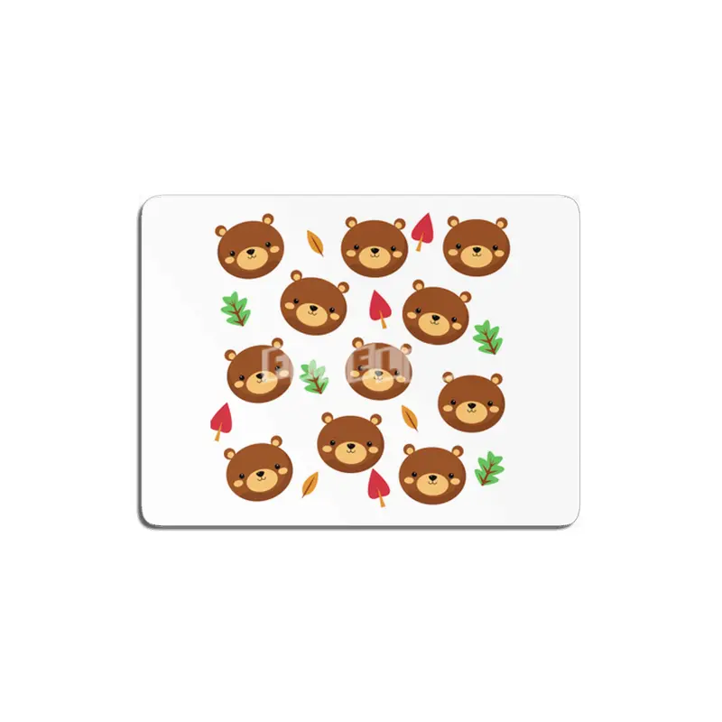 Bear Bears Pattern Leaves Cute Animals Forest MDF Tablo