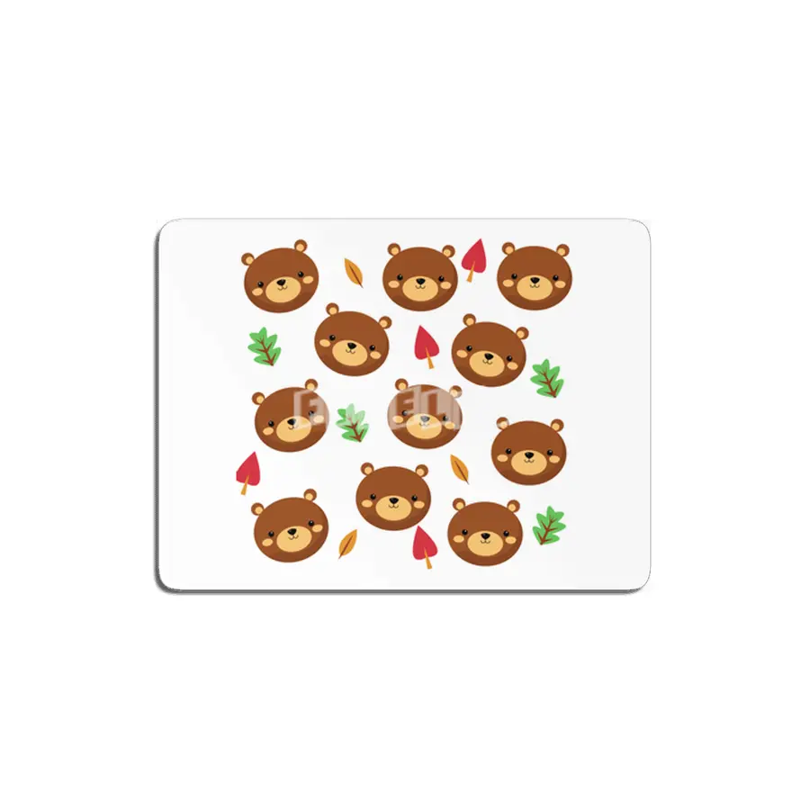 Bear Bears Pattern Leaves Cute Animals Forest MDF Tablo