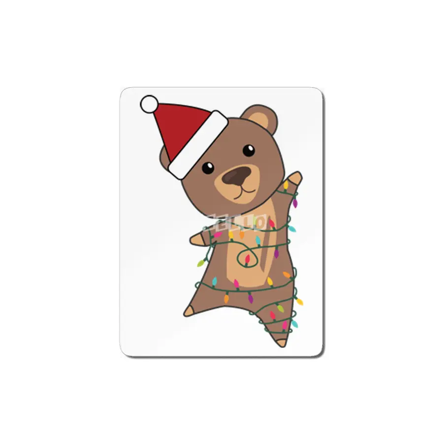 Bear Christmas Fairy Lights Cute Animals Kids MDF Tablo