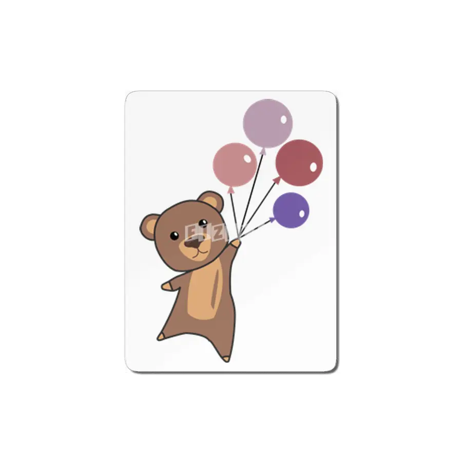 Bear Flies Up With Balloons Cute Animals MDF Tablo