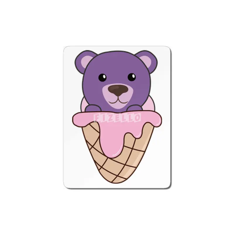 Bear Purple Pink Ice Cream Waffle Sweet Animals MDF Tablo