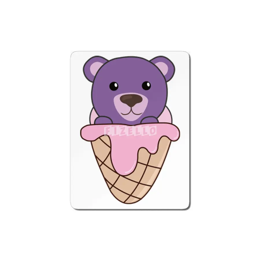 Bear Purple Pink Ice Cream Waffle Sweet Animals MDF Tablo
