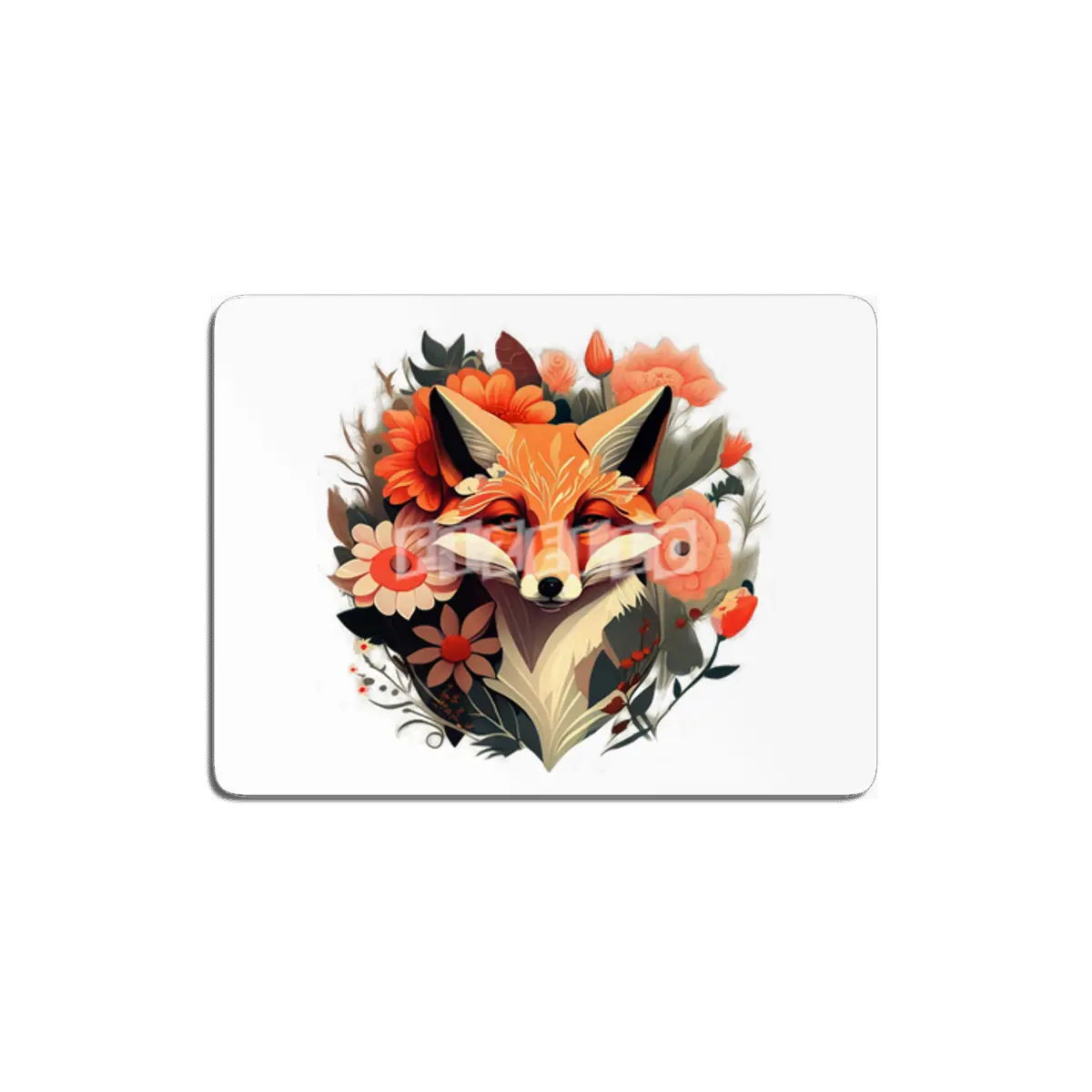 fox with flowers MDF Tablo