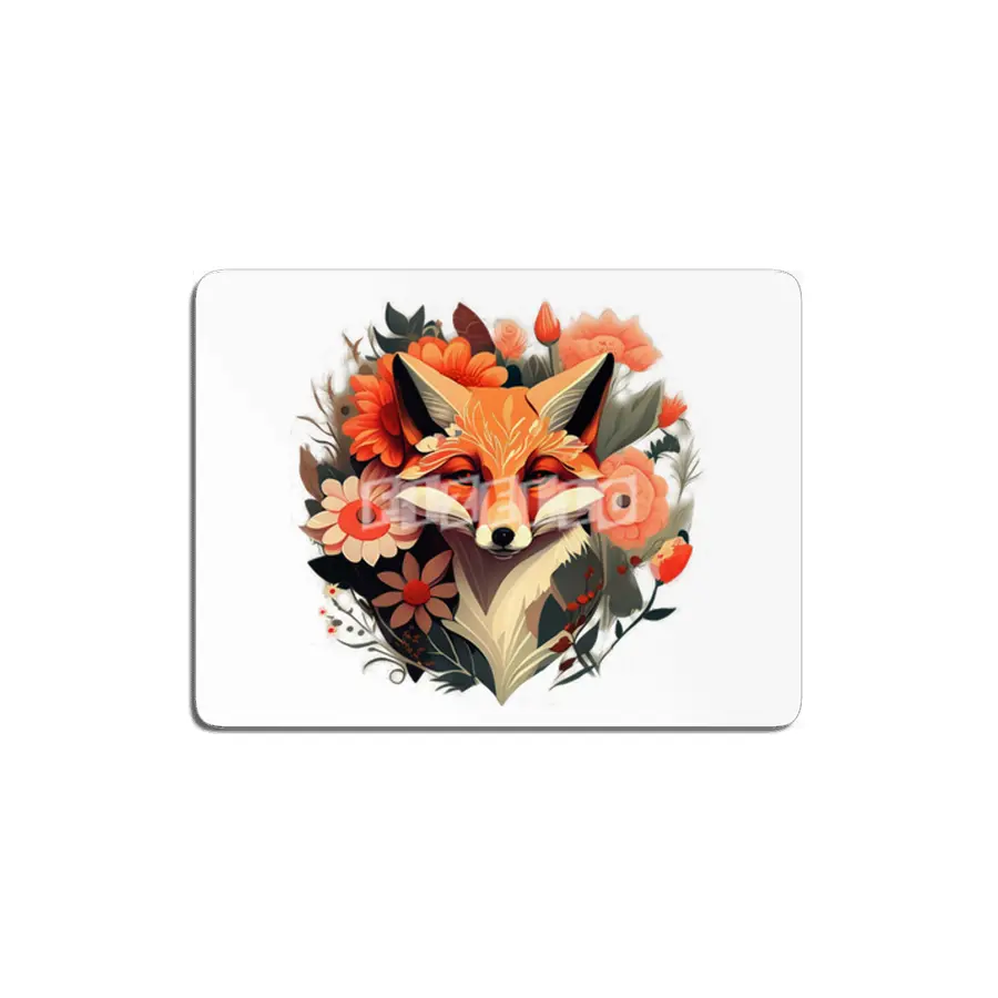 fox with flowers MDF Tablo