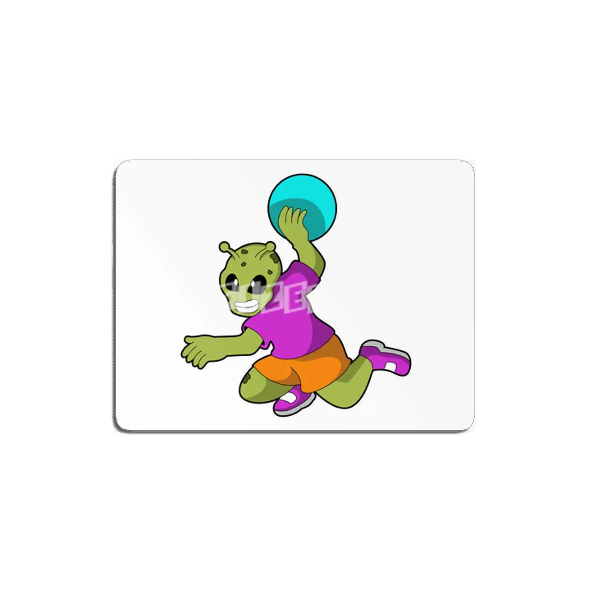 Alien at Handball player with Handball MDF Tablo