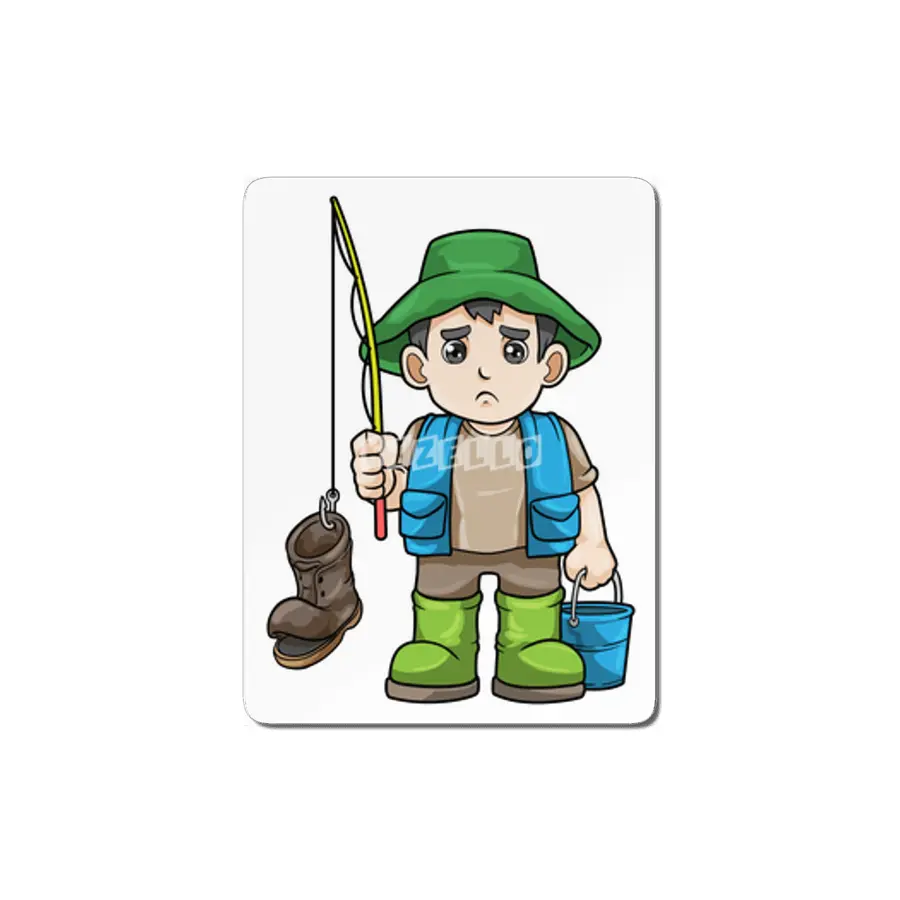 Angler with Fishing rod & Bucket MDF Tablo