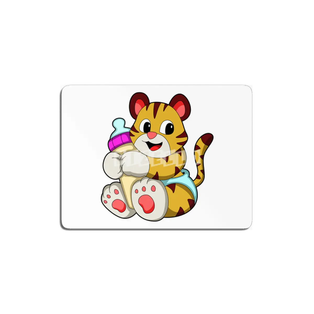 Baby tiger with Bottle MDF Tablo