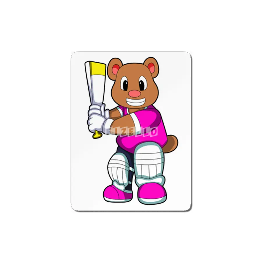 Bear as Batsman with Cricket bat MDF Tablo