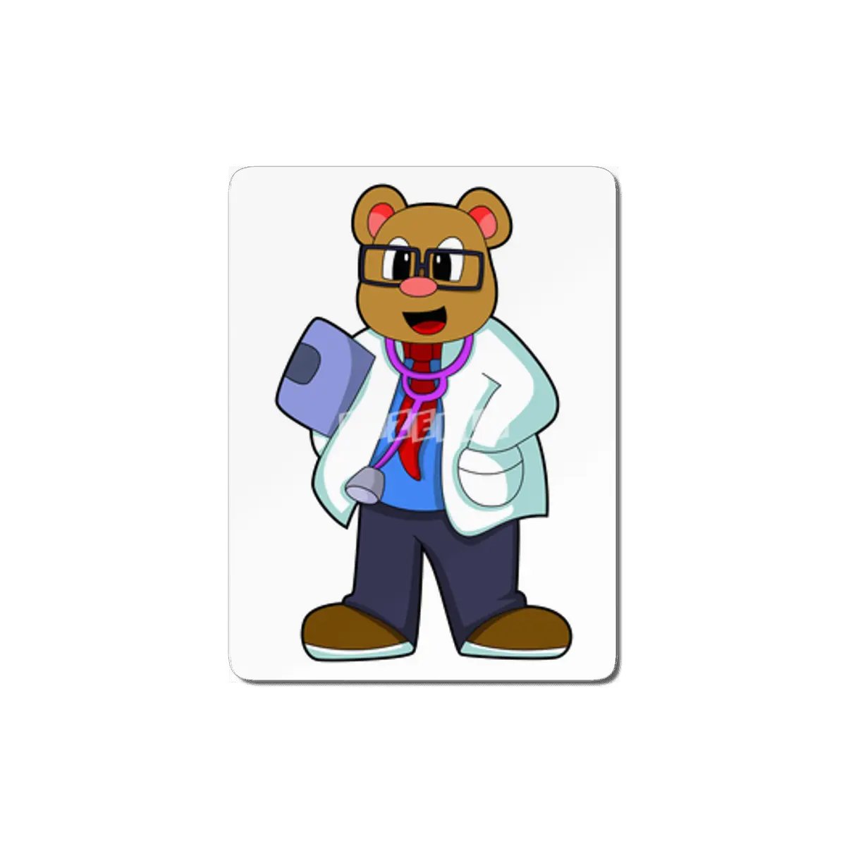 Bear as Doctor with Stethoscope MDF Tablo