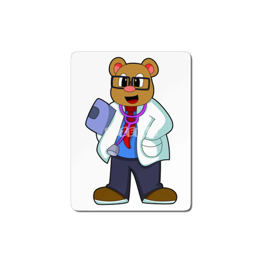 Bear as Doctor with Stethoscope MDF Tablo