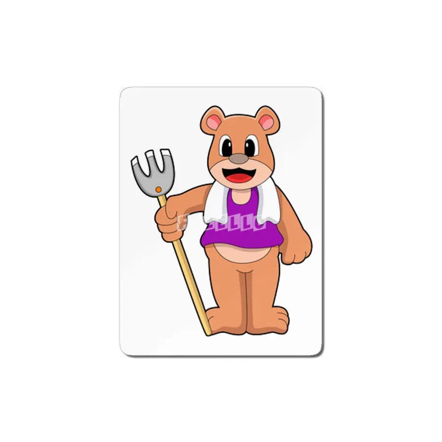 Bear as Farmer with Rake MDF Tablo