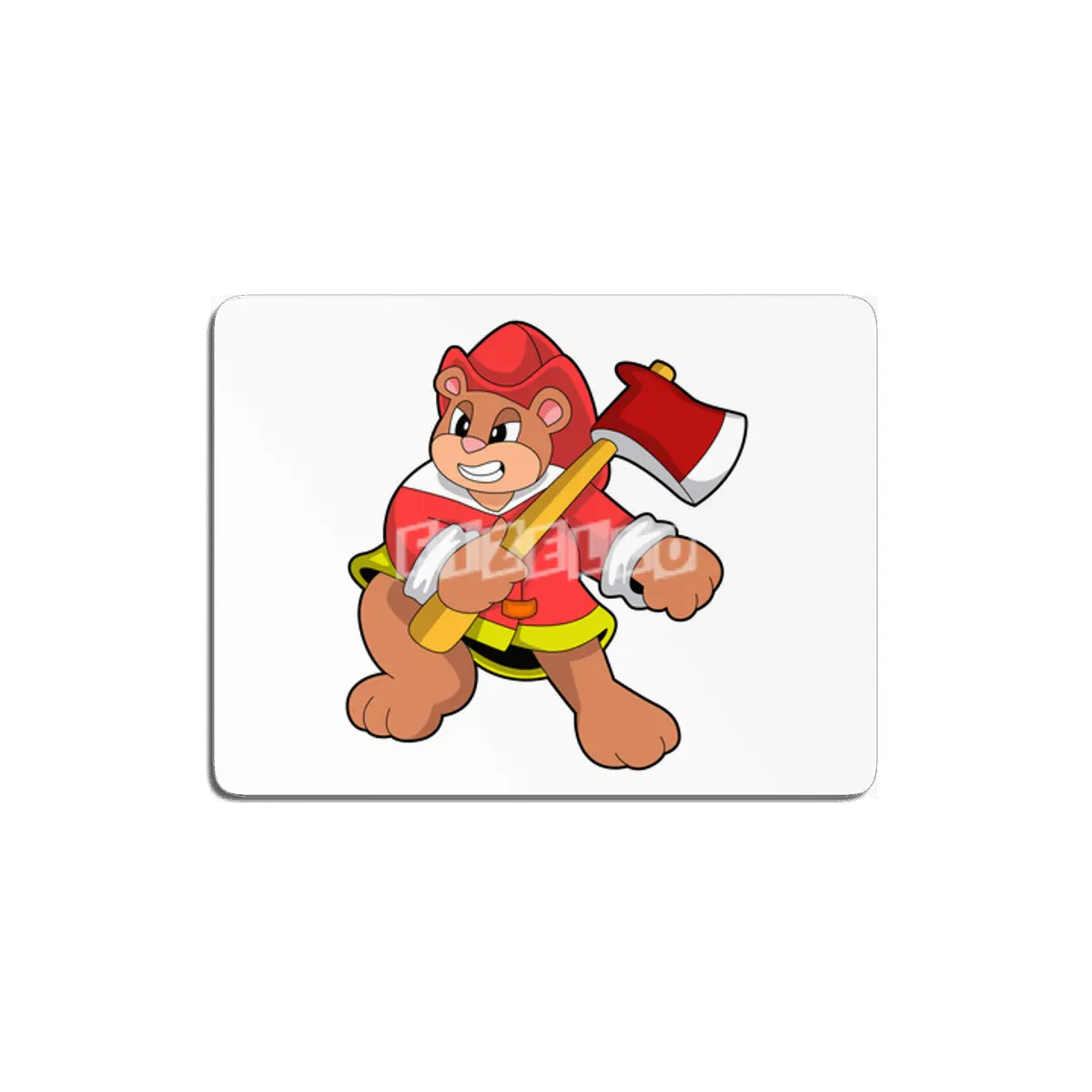 Bear as Firefighter with Ax MDF Tablo