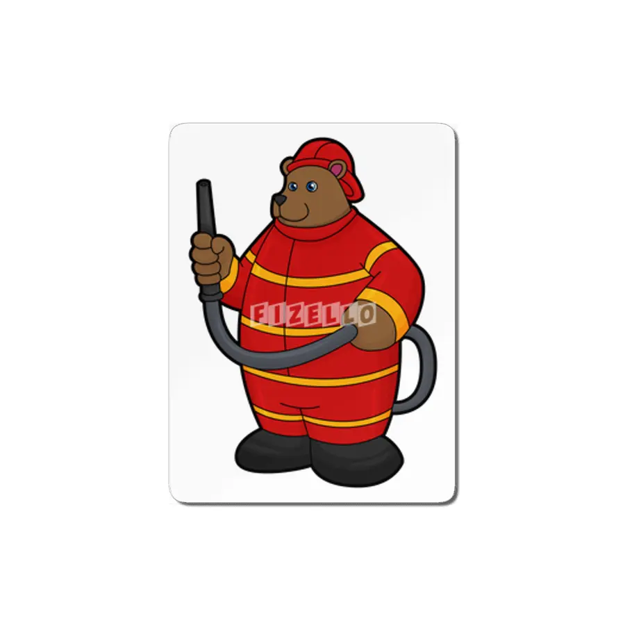 Bear as Firefighter with Hose MDF Tablo