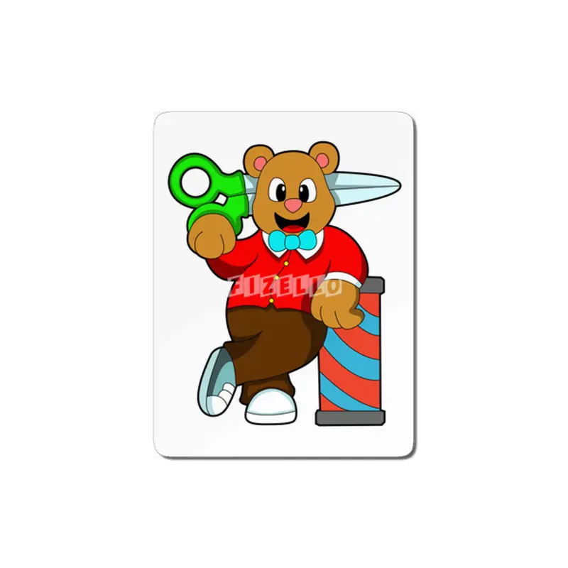 Bear as Hairdresser with Scissors MDF Tablo