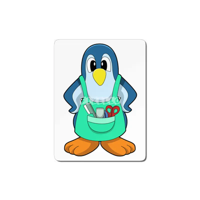 Penguin as Hairdresser with Scissors & Razor MDF Tablo