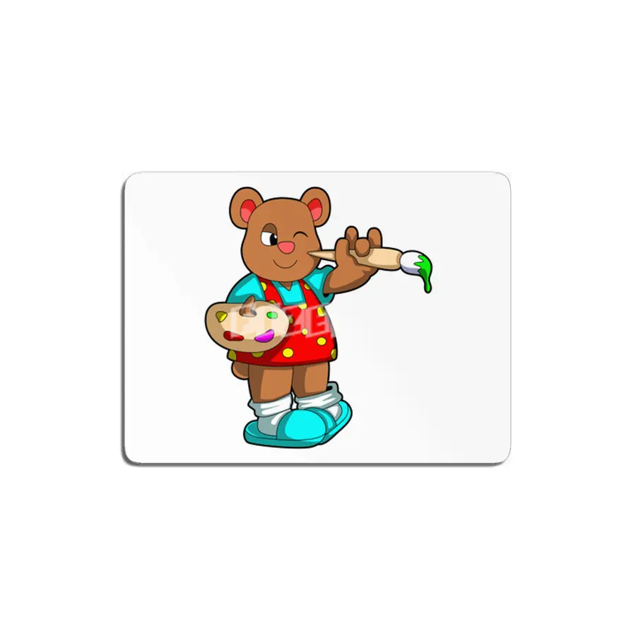 Bear as Painter with Brush & Paint MDF Tablo