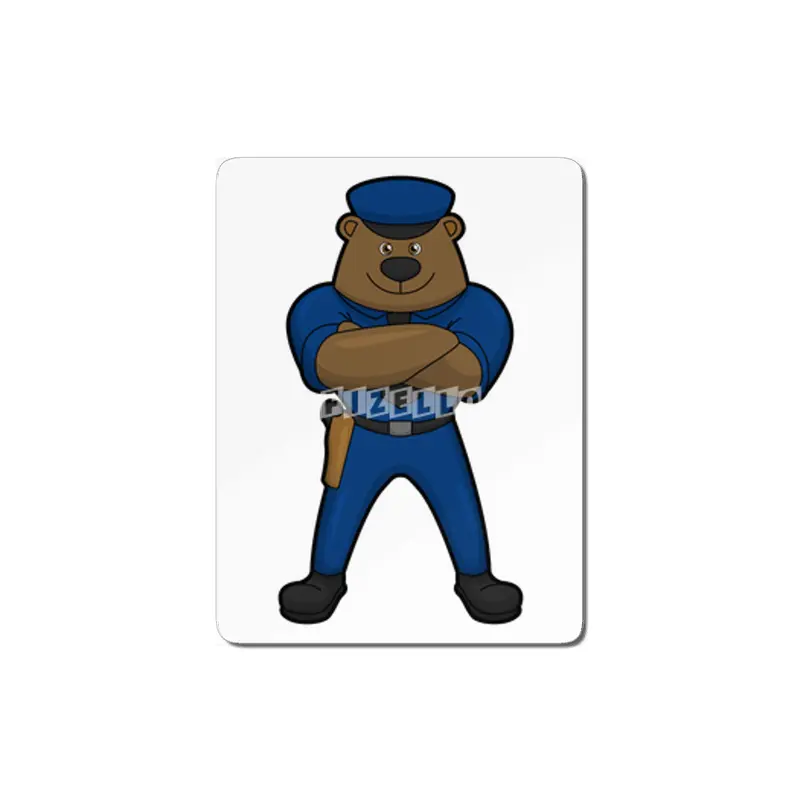 Bear as Police officer with Gun MDF Tablo
