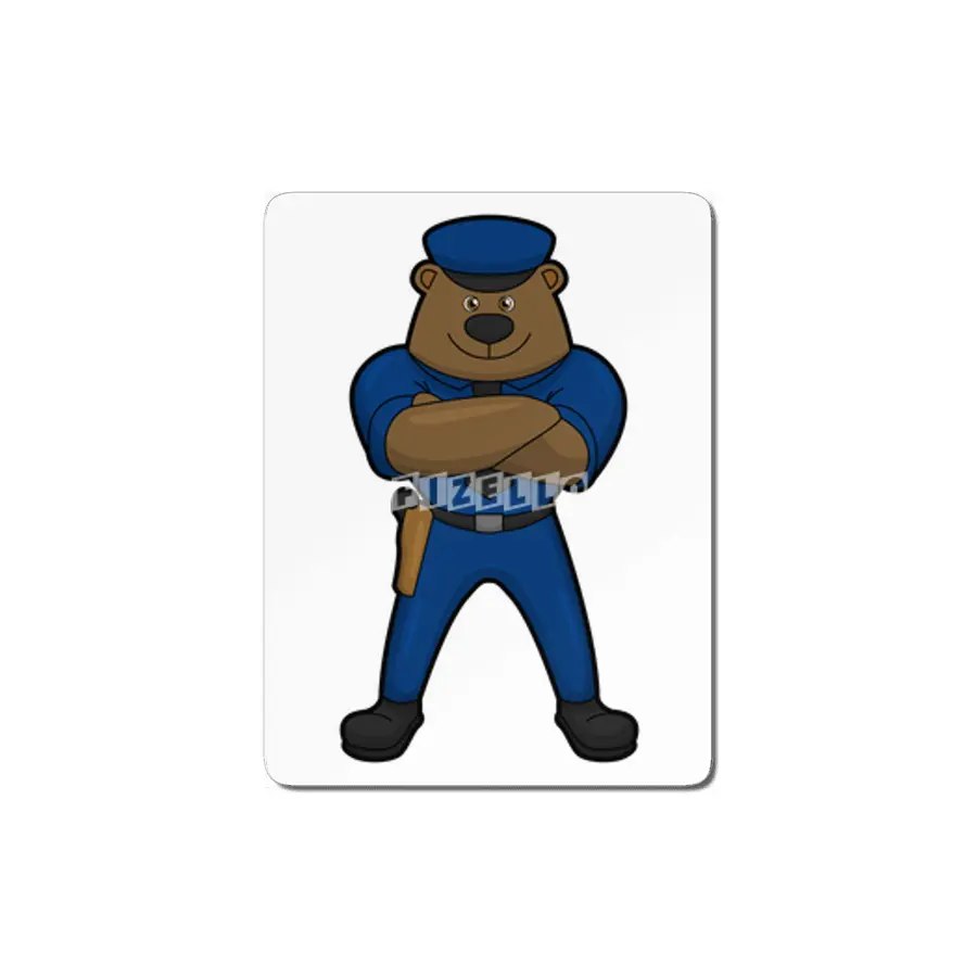 Bear as Police officer with Gun MDF Tablo