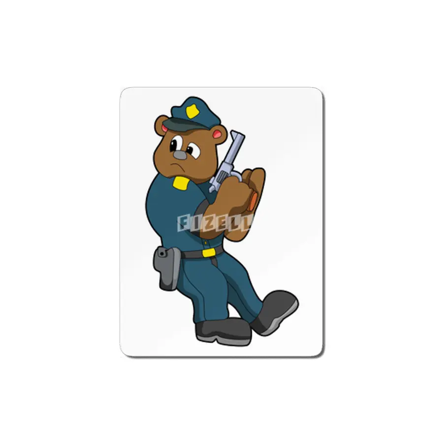 Bear as Police officer with Gun - Police MDF Tablo