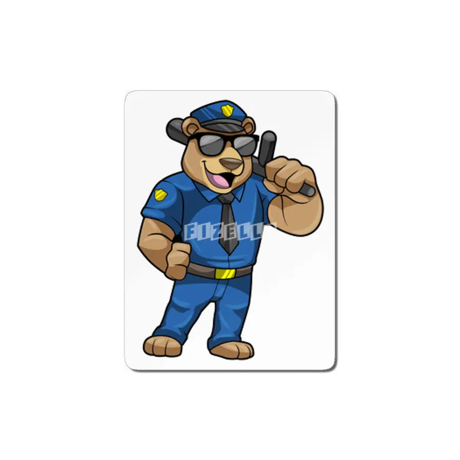 Bear as Police officer with Police uniform & Baton MDF Tablo