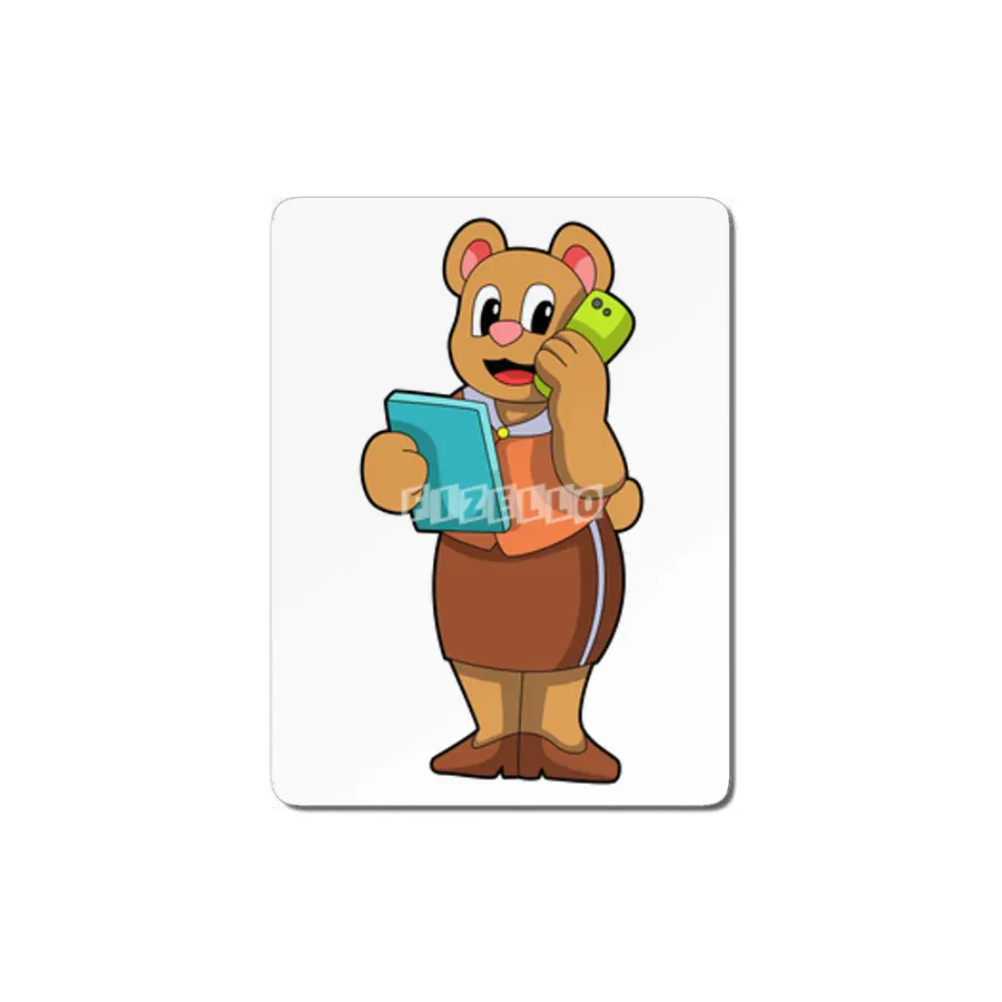 Bear as Secretary at Call with Phone MDF Tablo