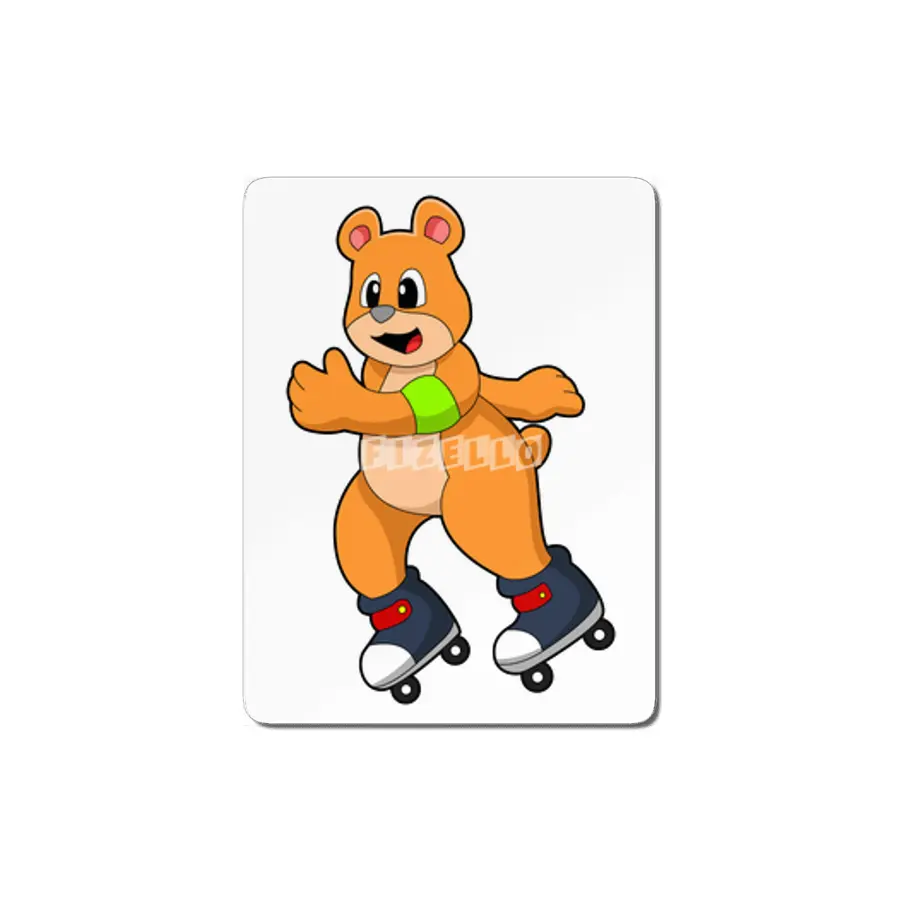 Bear as Skater with Inline skates MDF Tablo