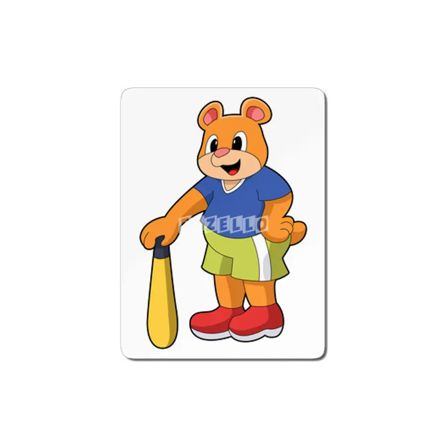 Bear at Baseball with Baseball bat MDF Tablo