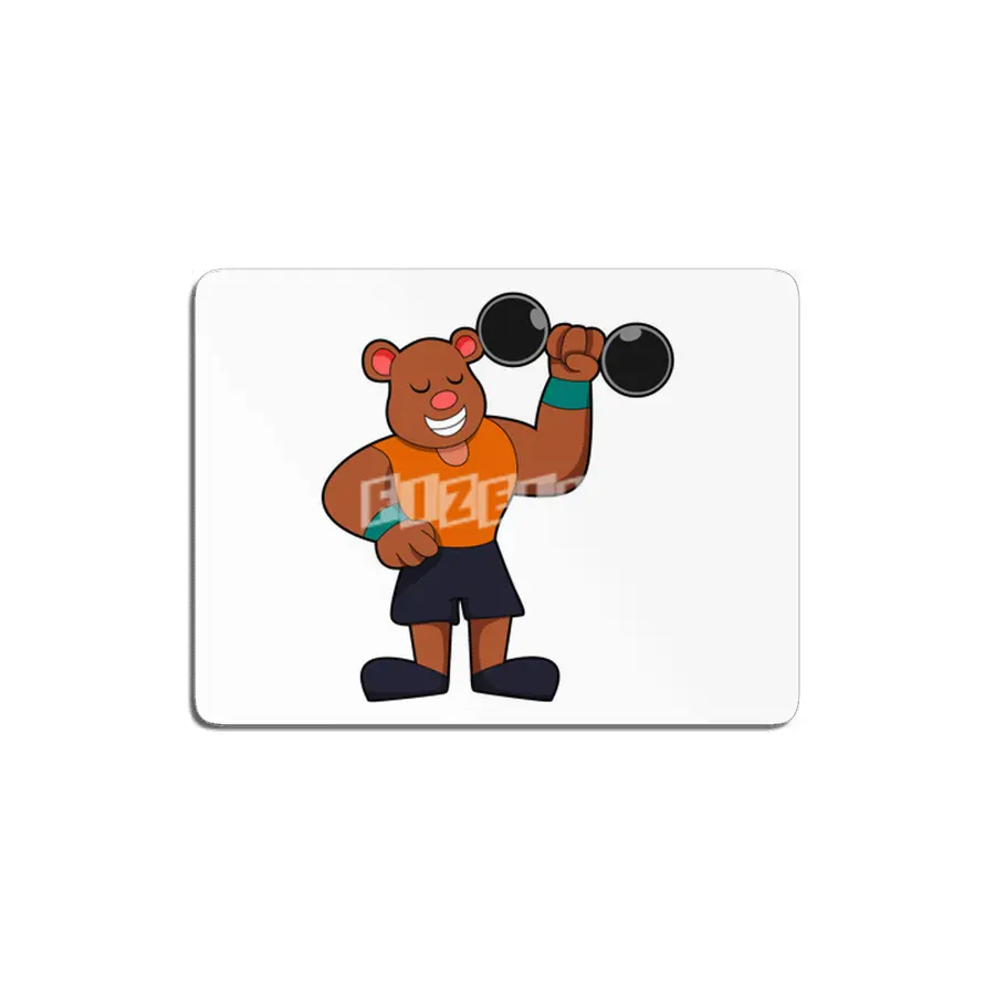 Bear at Bodybuilding with Dumbbell MDF Tablo