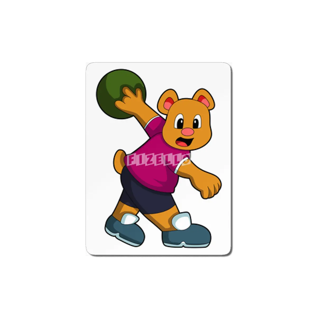 Bear at Bowling with Bowling ball MDF Tablo