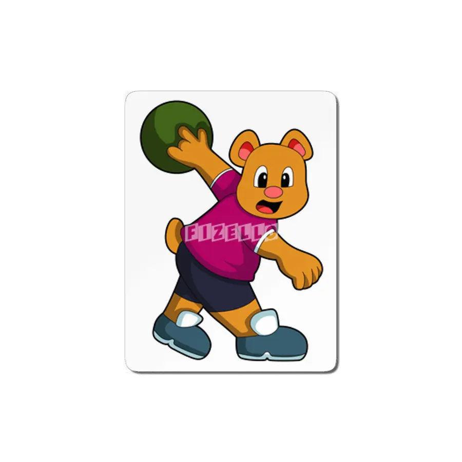Bear at Bowling with Bowling ball MDF Tablo