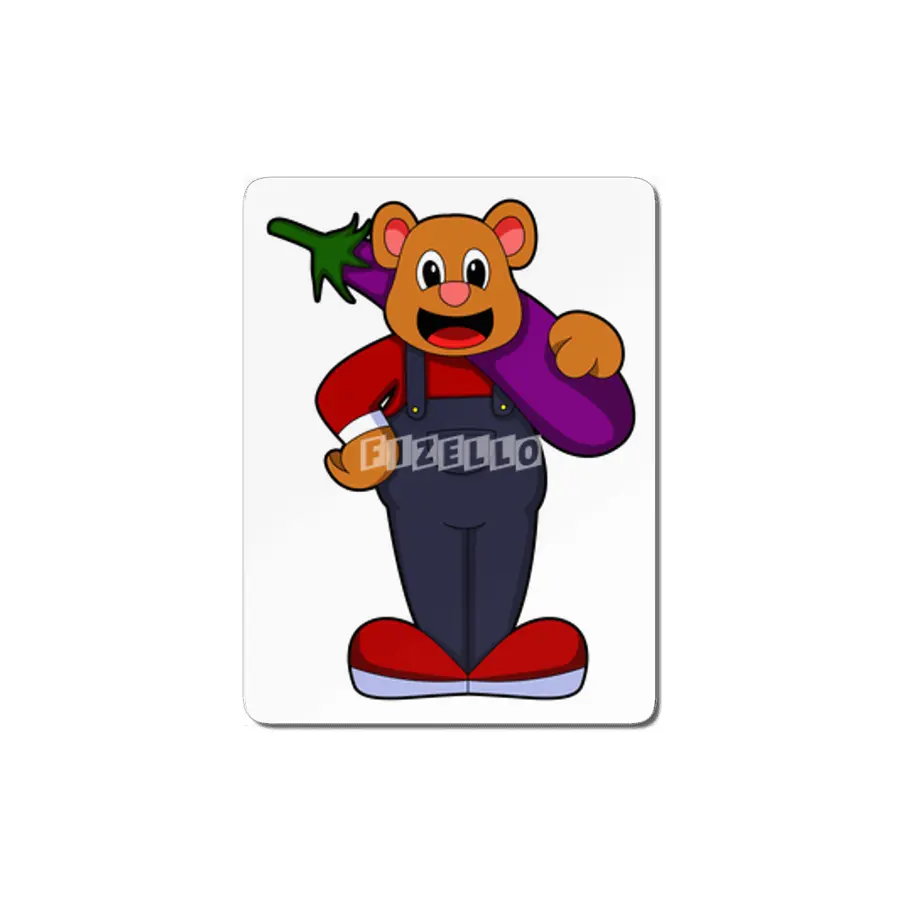 Bear at Farmer with Eggplant MDF Tablo