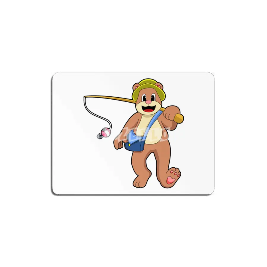 Bear at Fishing with Fishing rod MDF Tablo