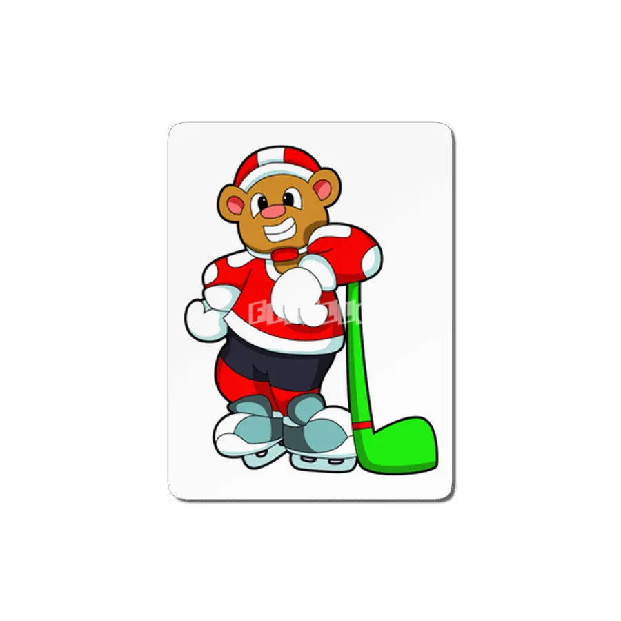 Bear at Ice hockey with Ice hockey stick MDF Tablo