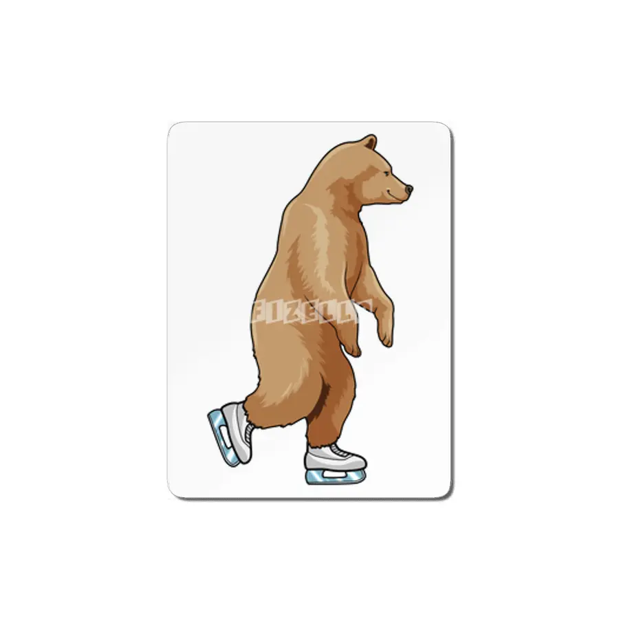 Bear at Ice skating with Ice skates MDF Tablo