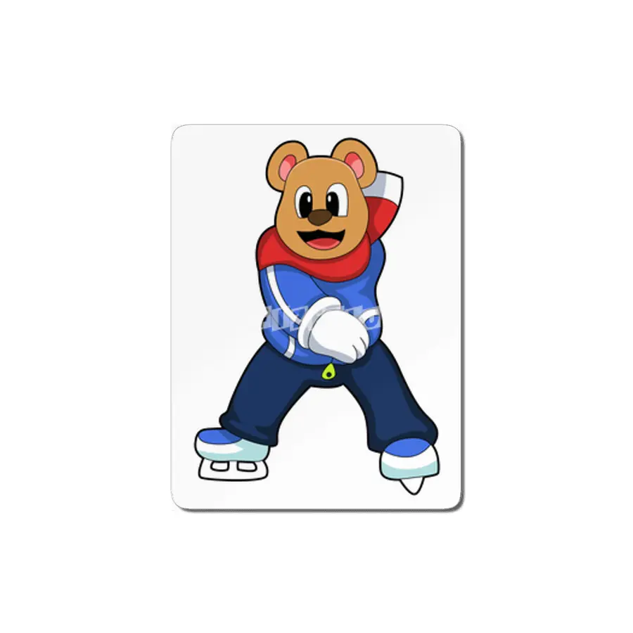 Bear at Ice skating with Ice skates MDF Tablo