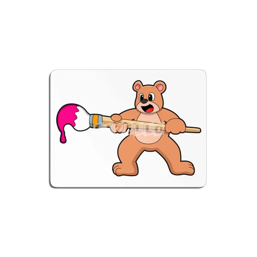 Bear at Painting with Brush & Paint MDF Tablo