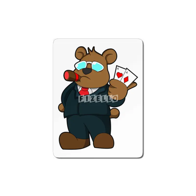 Bear at Poker with Cards MDF Tablo