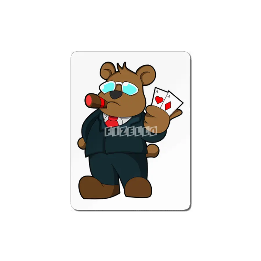 Bear at Poker with Cards MDF Tablo