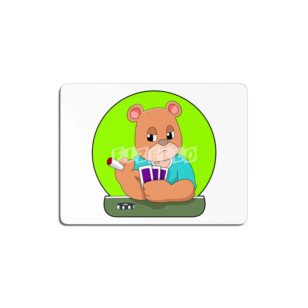 Bear at Poker with Cards & Poker chip MDF Tablo